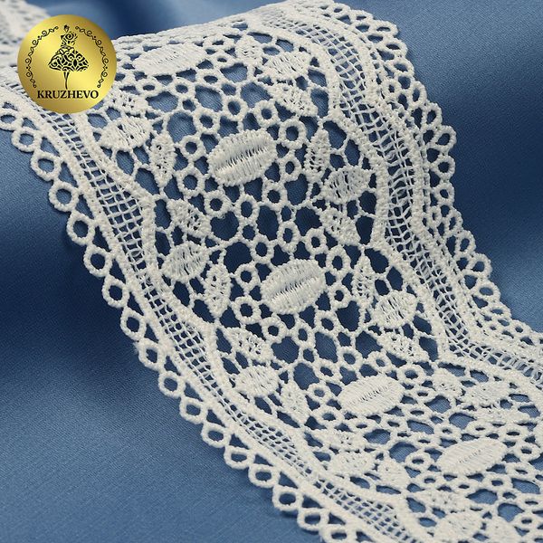 Кружево гипюр (плетёное) 80 мм, матовая нить TBY.0618, цв.F102 молочный уп.13.71м, Kruzhevo
