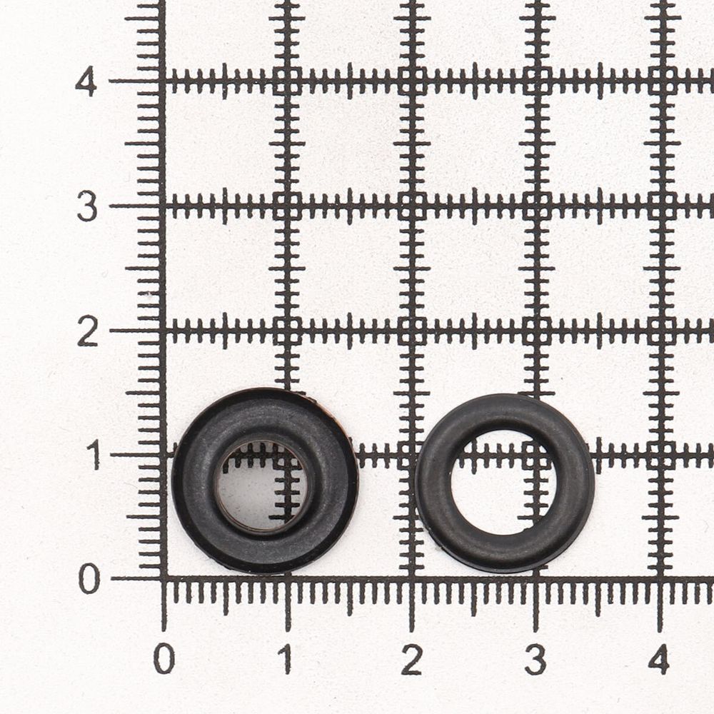 Люверсы металл ⌀_7.3 мм (внутр.), h5.41 мм (внутр.), сталь, черная резина (уп.≈100 шт) New Star