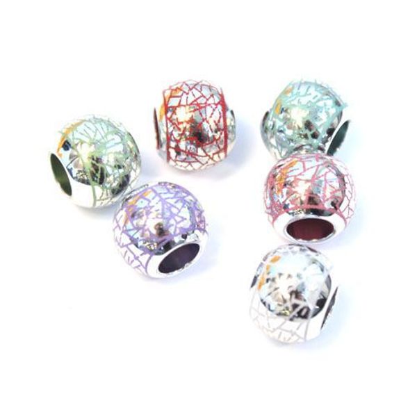 Бусины пластик под металл 14х11х7 мм, 6 шт, микс, Астра