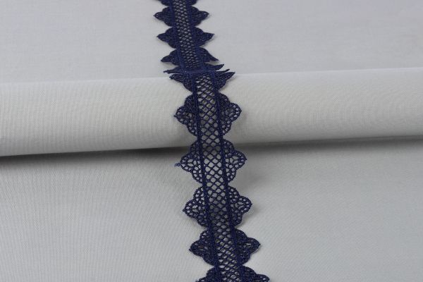 Кружево гипюр (плетёное) 35 мм / 10 м, GP012DB т.синий, Gamma GGM-3505