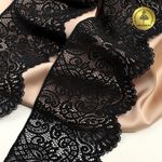 Кружево эластичное (стрейч) 110 мм, 40992PP цв.черный, 3 метра, Kruzhevo
