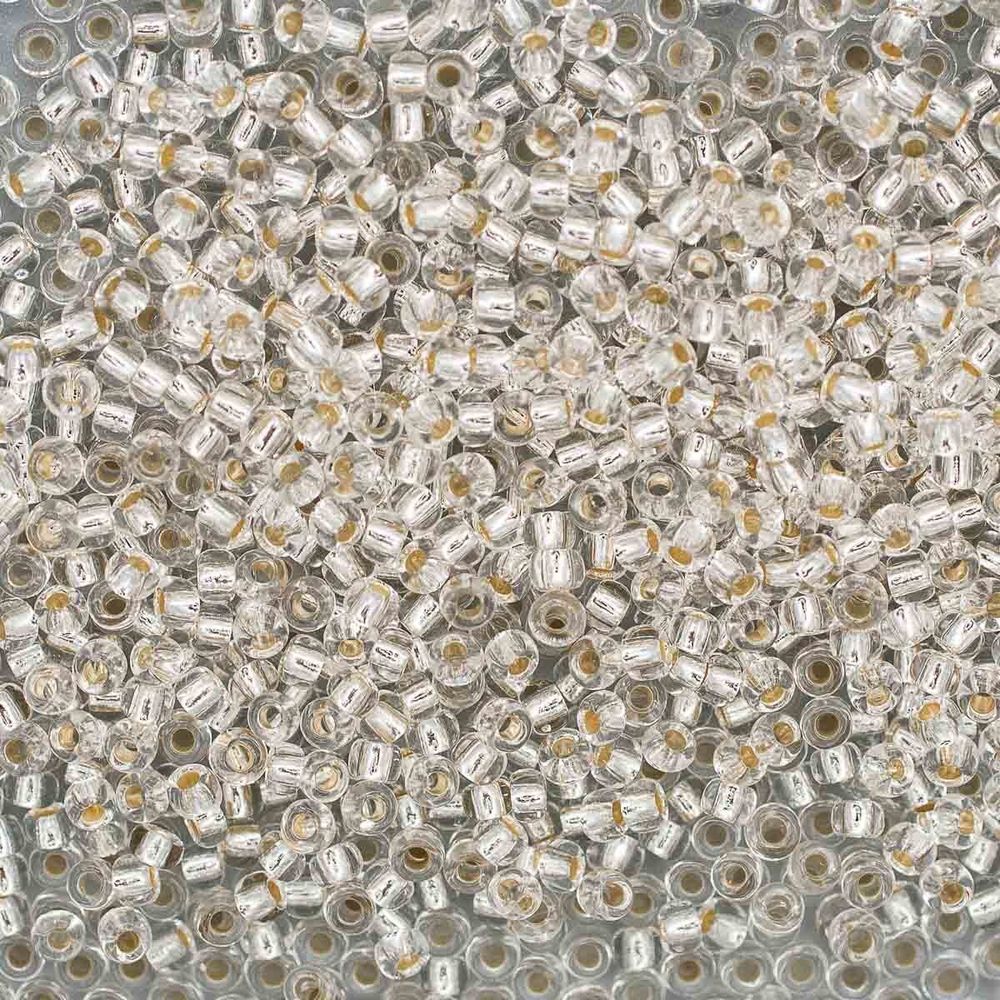 Бисер Preciosa прозрачный, серебряный центр 10/0 (2.3 мм), 100 г (5х20 г), цв. 78102