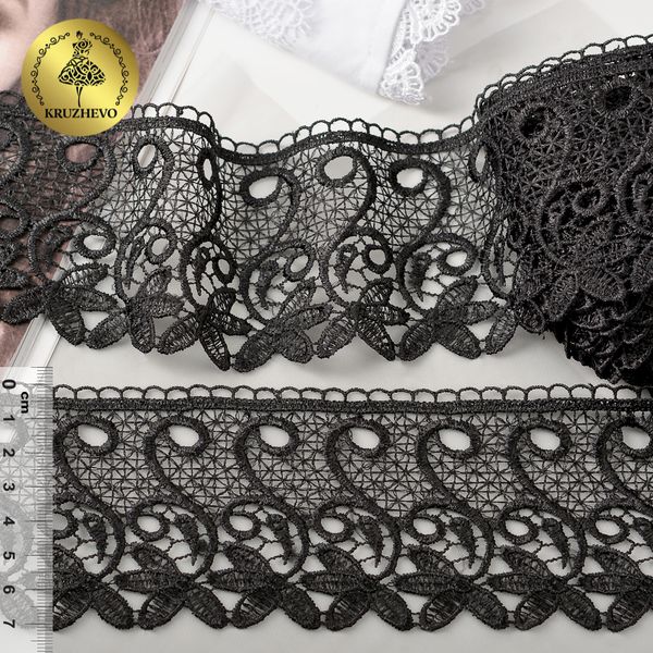 Кружево гипюр (плетёное) 70 мм, диз. 110, цв.05 черный, уп. 9 м, Kruzhevo