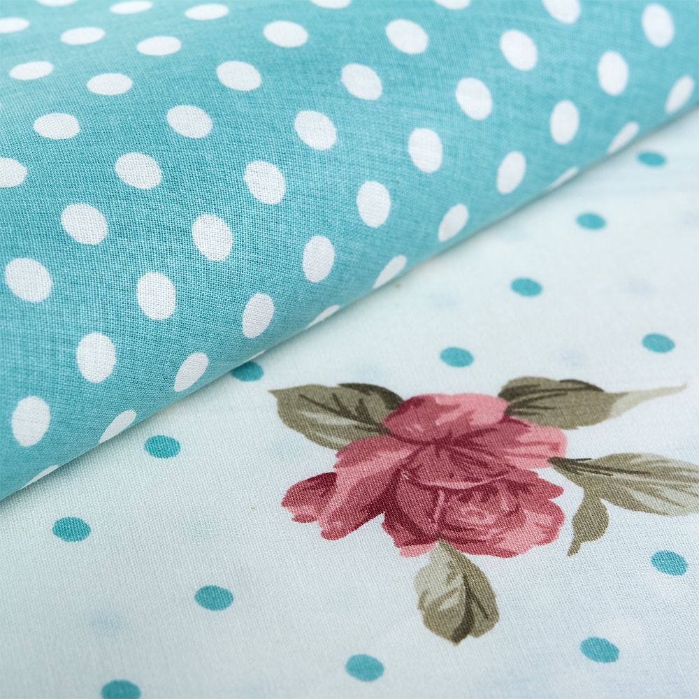 Ранфорс Розовые мечты 130 г/м², шир.240 см, в нарезке, цв. мята, 10 метров /TOS/