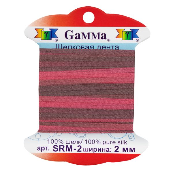 Лента (тесьма) шелковая 2.0 мм / 9.1±0.5 метров, M116 гр.розовый/медный, Gamma SRM-2