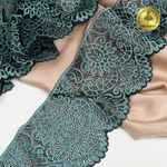 Кружево эластичное (стрейч) 110 мм, 40992PP цв.т.зеленый+св.зеленый, 3 метра, Kruzhevo