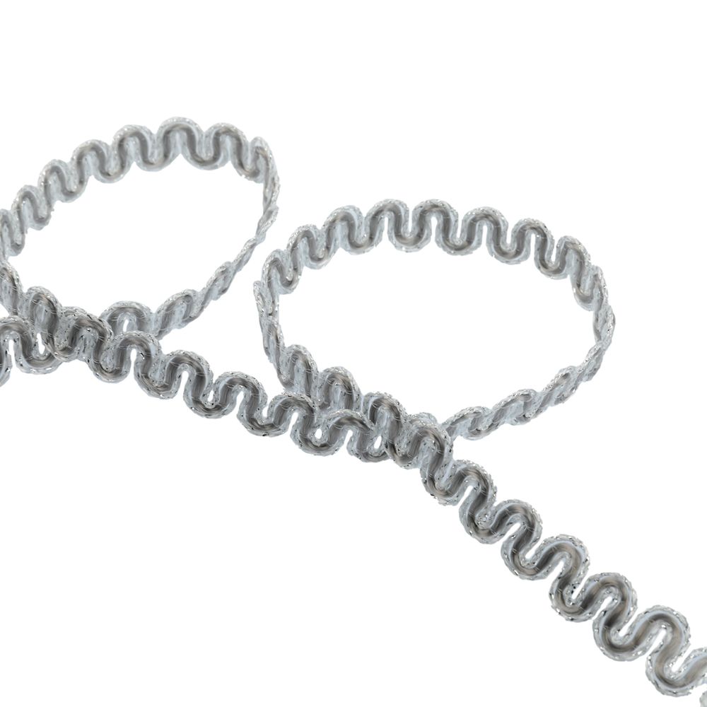 Тесьма декоративная 10 мм / 10 метров, метал. рис. 8657, серый /под серебро, Blitz