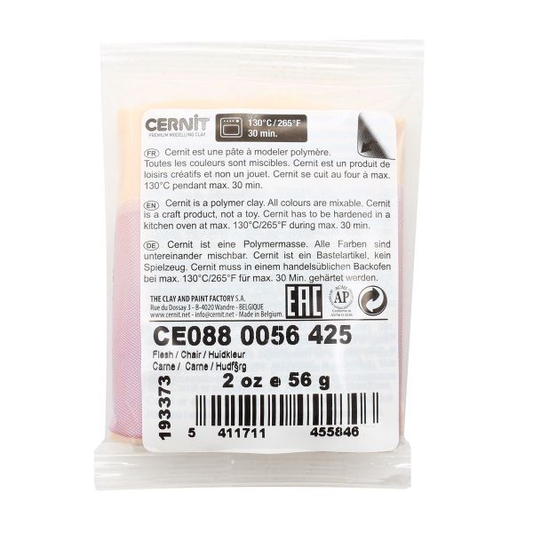 Полимерная глина Cernit Opaline запекаемая, фарфоровая 56 гр, 425 телесный