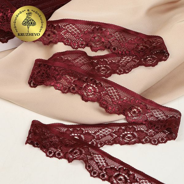 Кружево эластичное (стрейч) 30 мм, TBY.L839, 19-1725 бордо, 50м, Kruzhevo