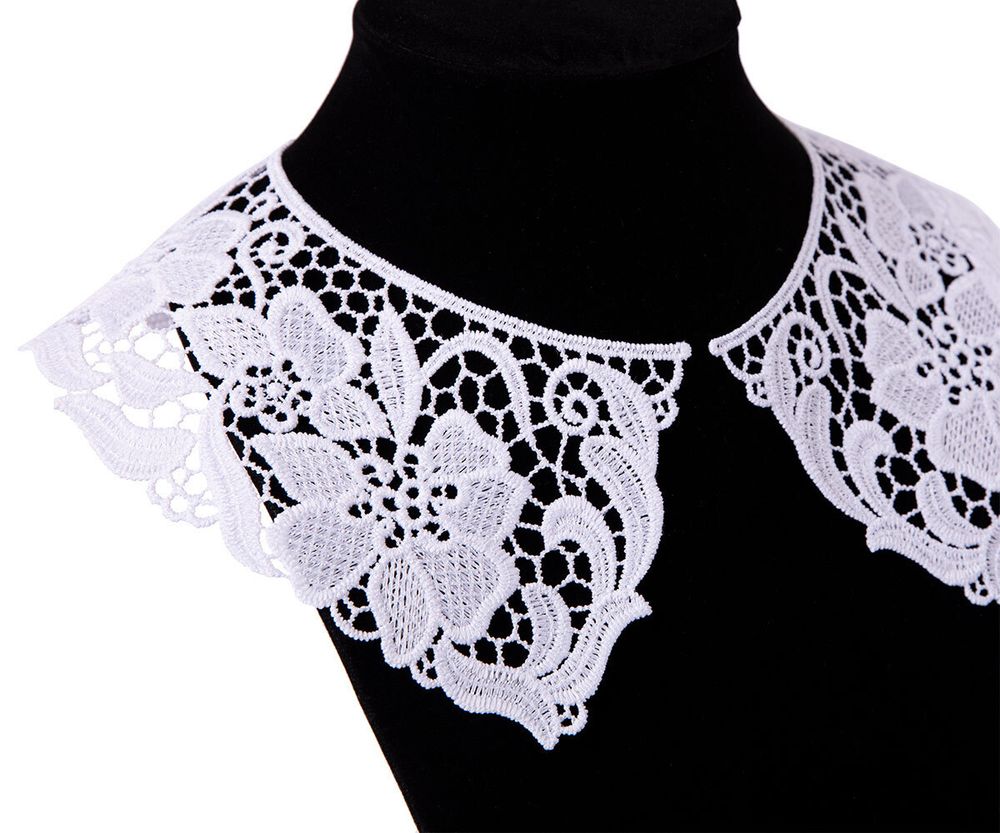 Пришивной кружевной воротник гипюр 10 см, 5 пар Турция, белый, Gamma VGM-27-02M Пришивной кружевной воротник гипюр 10 см, 5 пар Турция, белый, Gamma VGM-27-02M