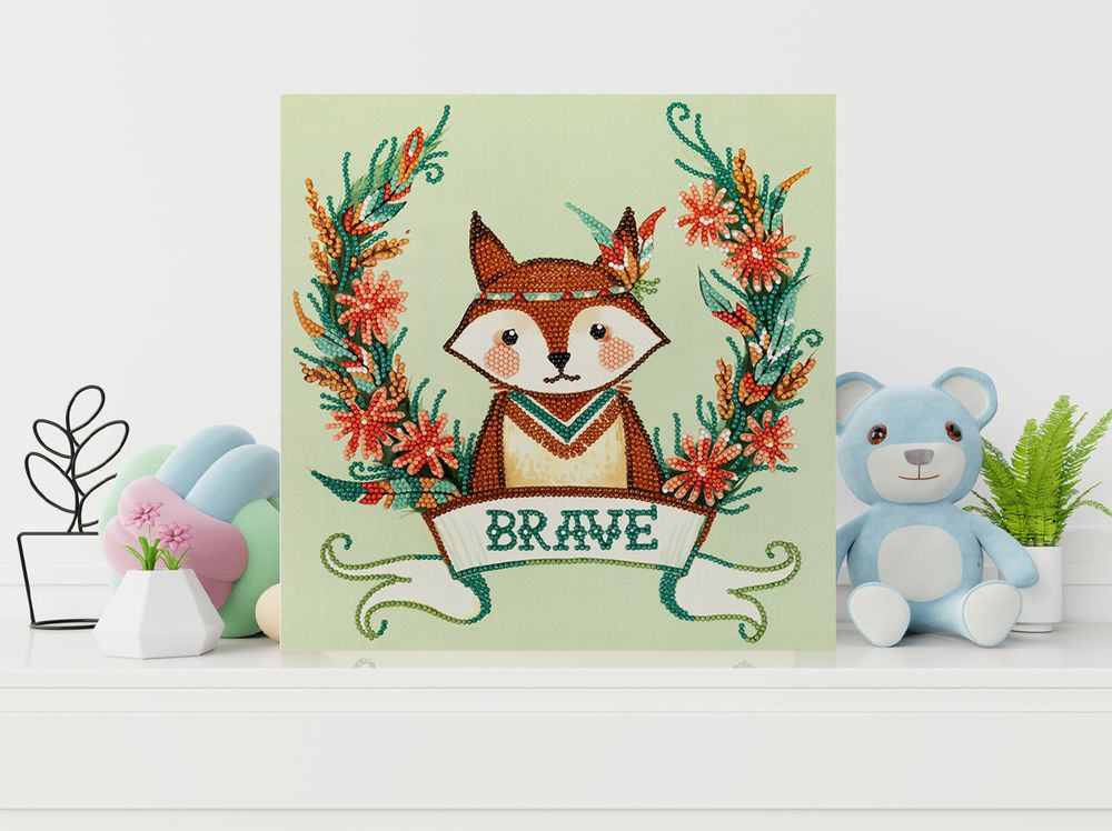 Алмазная (кристальная) мозаика Фрея, постер Храбрый лис, 30х30 см