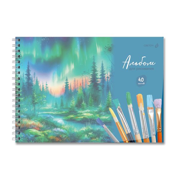 Альбом для рисования с пластик. обложкой 180 мкм, цветной титул лист 100 г/м², A4 29х20.5 см, 40 л. на гребне 5 шт, 01542 Волшебные моменты, Светоч А207