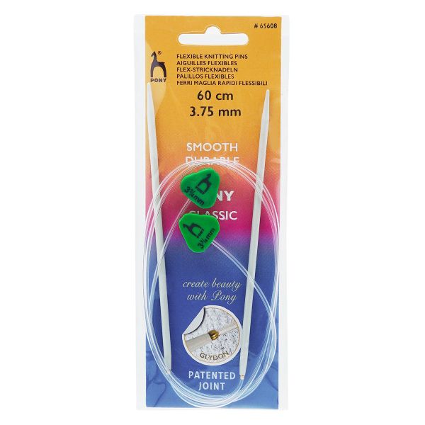 Спицы гибкие с фиксатором Pony Classic flexible ⌀3.75 мм, 60 см, алюминий, 65608