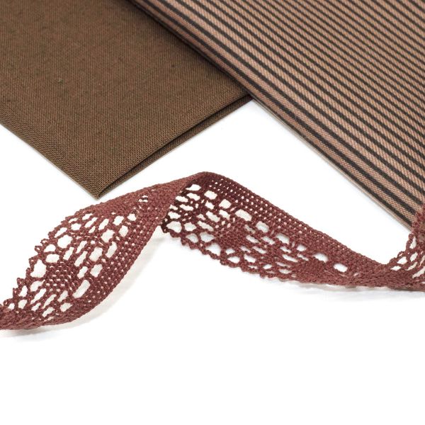 Ткань для рукоделия в наборе с тесьмой (865/007*7173, п/э 50*70см/ х/б 50*50см*2м), коричневый, 29386