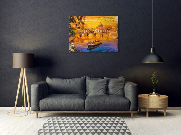 Алмазная (кристальная) мозаика Фрея, на подрамнике Лодка на закате, 40х30 см