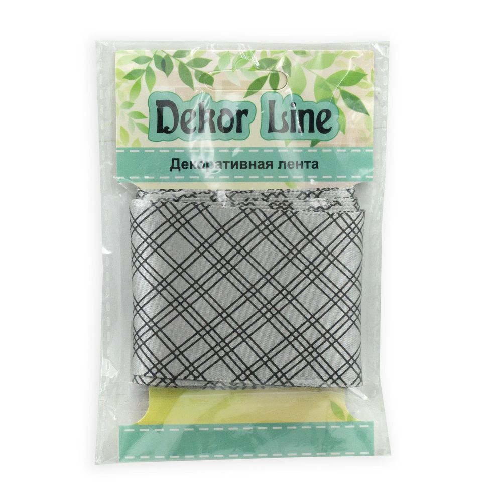 Лента атласная с рисунком Пересечение 45.0 мм / 3 метра, серый, Globus