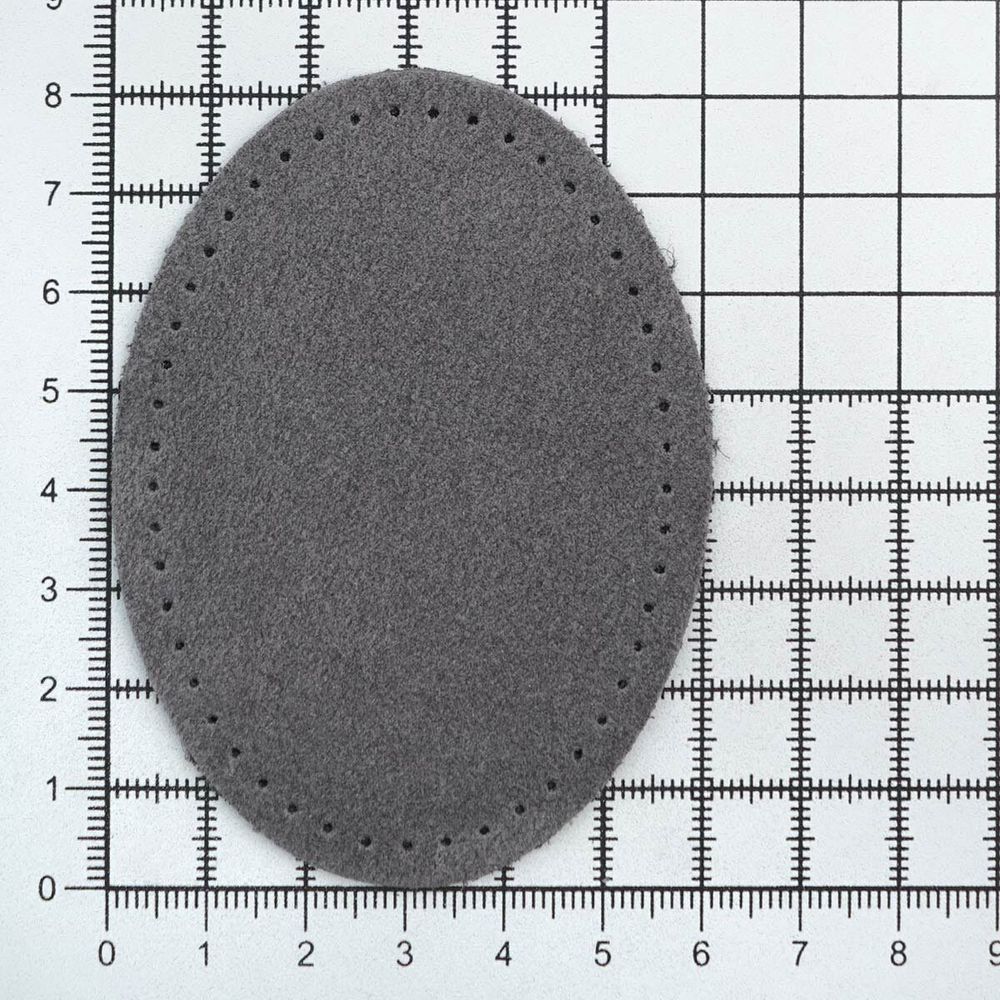 Заплатки пришивные из замши, овал 6х8,2см с перфорацией, 2 шт, 100% кожа, 26 серый, 59114