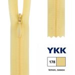 Молния потайная (скрытая) YKK Т3 (3 мм) 1 зам., н/раз., 60 см, цв. 178 лимон, 0004715/60, уп. 10 шт /TOS/