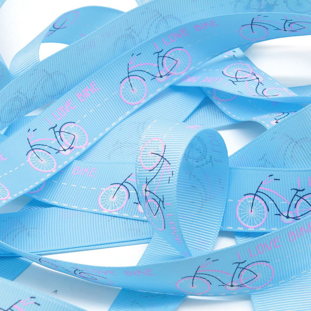 Лента репсовая (в рубчик) PREMIUM Велосипед 22 мм, 22,5м (308 голубой)