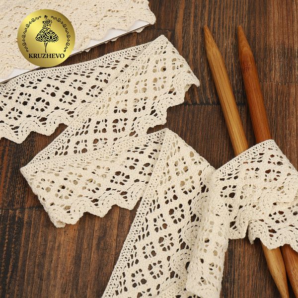 Кружево вязаное (тесьма) 50 мм / 3 метра, хлопок, TR.1003 цв.02 натуральный, Kruzhevo