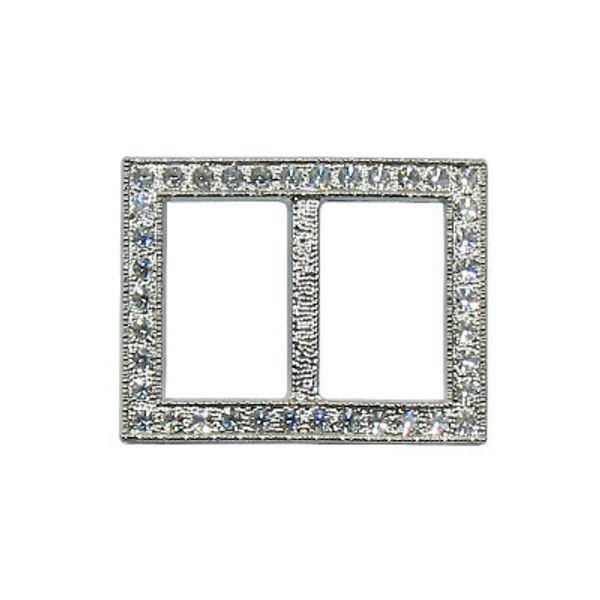 Пряжка ременная металл 35х25 мм, 1 шт, со стразами, серебро, Gamma 51306 082