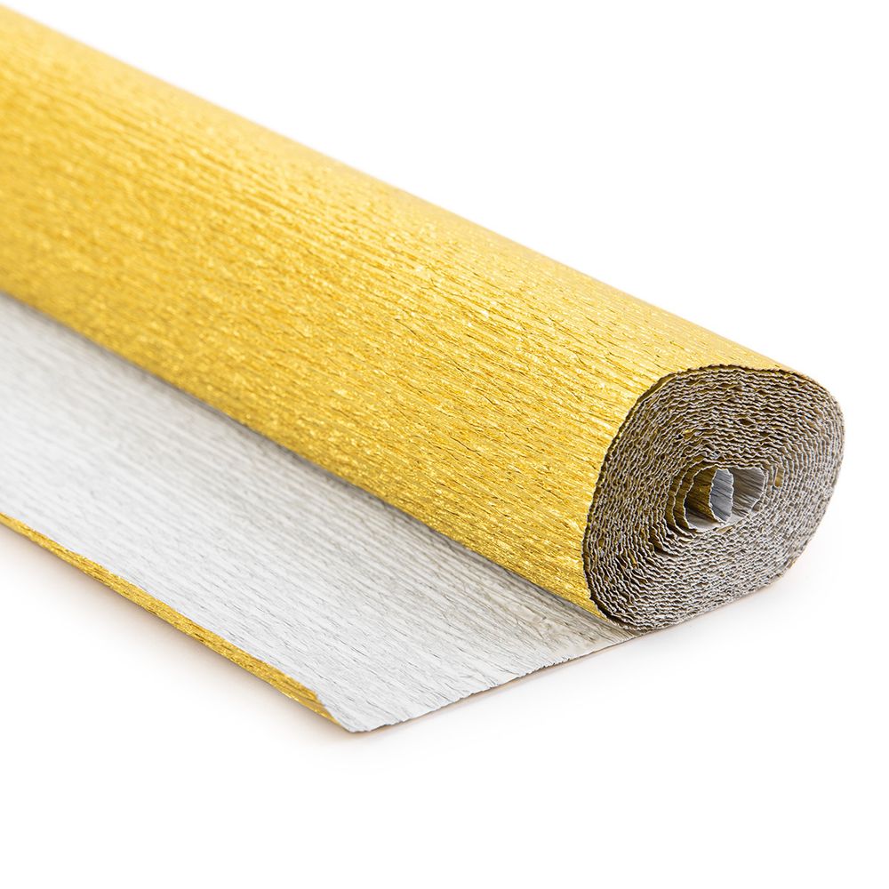 Бумага гофрированная (креповая) 180 г/м², 50 см / 2.5 метра, 801 золото, Blumentag GOF-180/M