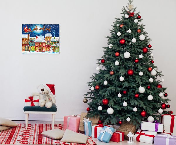 Алмазная (кристальная) мозаика Фрея, на подрамнике Рождество в городе, 50х40 см