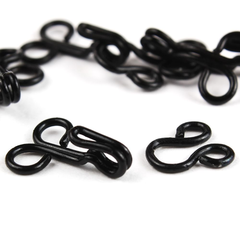 Крючки пришивные 11 мм, сталь, черные, 14 шт, Pony