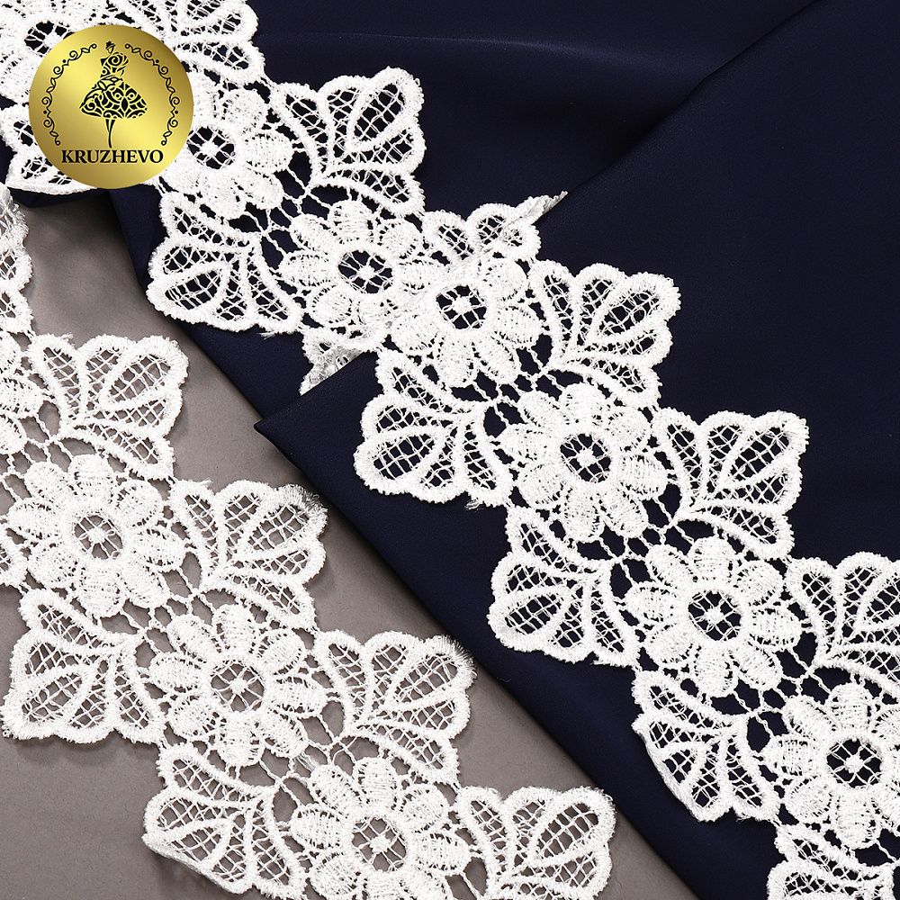 Кружево гипюр (плетёное) 105 мм, TBY.C01625C, теплый белый, 13.71м, Kruzhevo