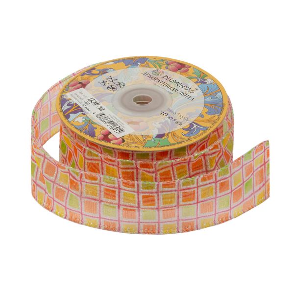 Лента декоративная 40 мм / 10±1 метров, 001 цветной, Blumentag LRW-32