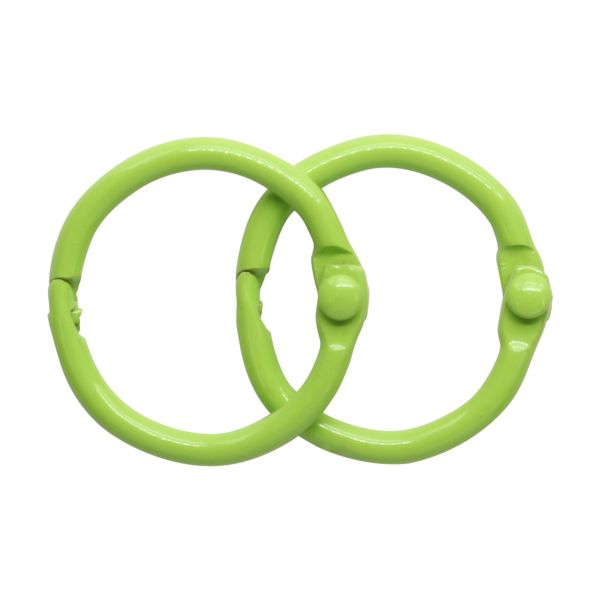 Кольца для альбомов разъемные металл 20 мм, 10 шт, салатовый, 5AS-102