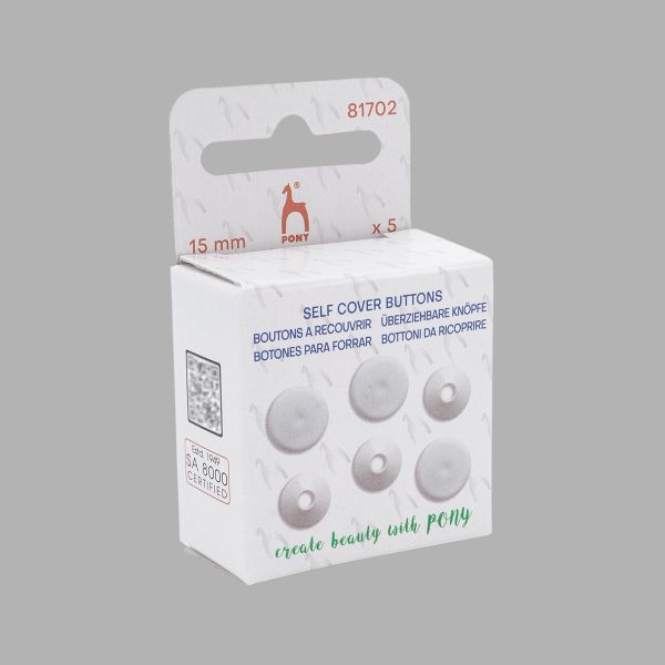 Пуговицы под обтяжку защелкивающиеся 24L = 15 мм на ножке, пластик, 5 шт, Pony, 81702
