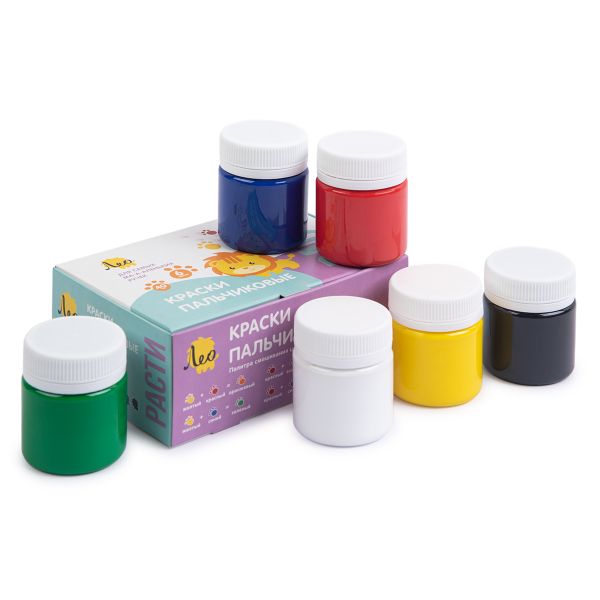Краска пальчиковая Лео Расти набор 6 цв.х40 мл, Лео LGFP-0106
