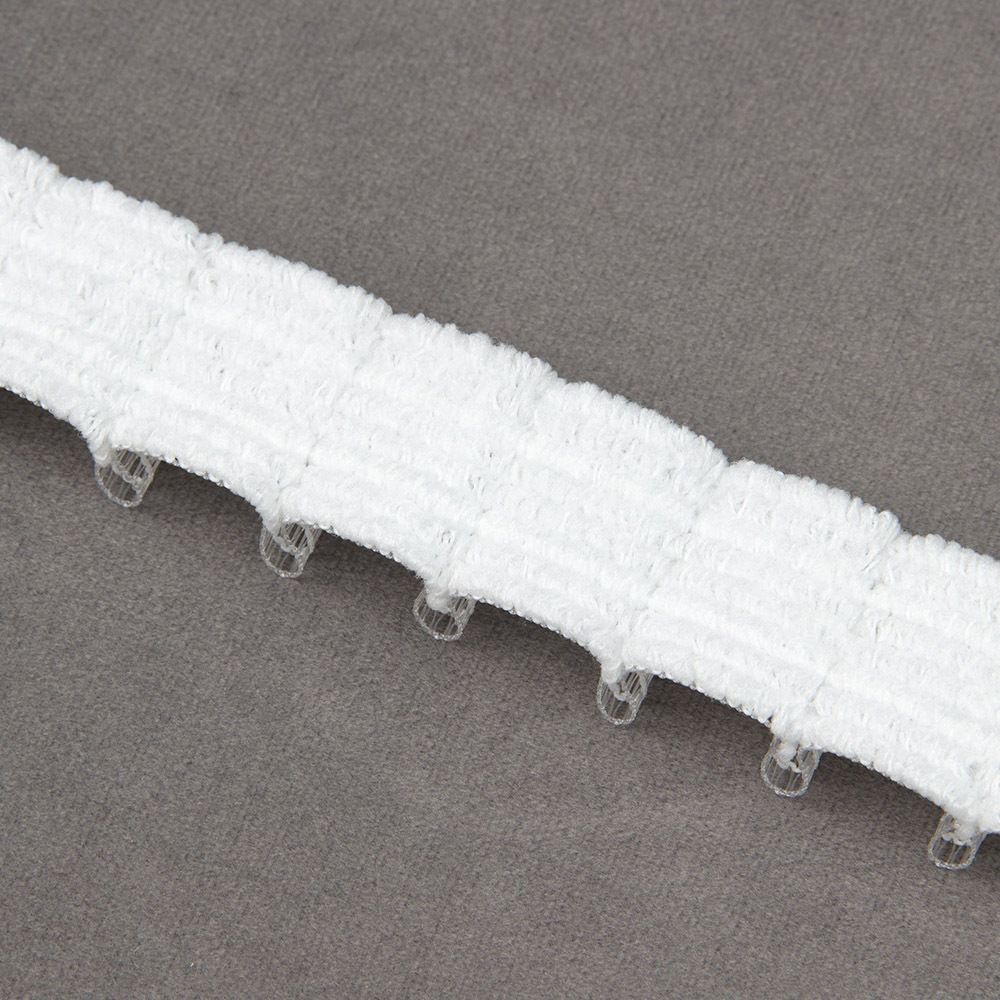 Лента (тесьма) шторная: сборка параллельная (1:2) 25 мм / 50 метров, (2 шнура) для велкро, белый, С0(1/2)5