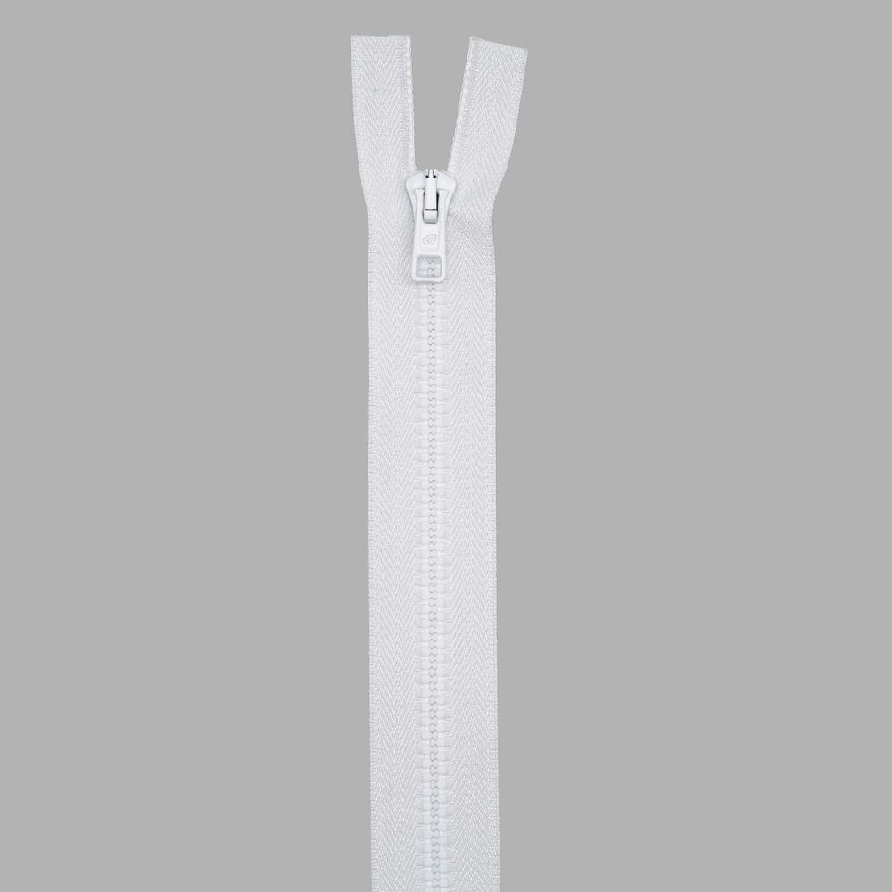 Молния трактор Arta Т6 (6 мм) 2 зам., разъем., 80 см, цв. 001 белый, уп.5 шт