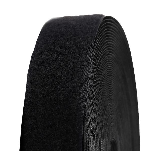 Лента контактная липучка (велкро) пришивная 40 мм / 25 метров, F322 (310) черный, ПЕТЛЯ, качество 