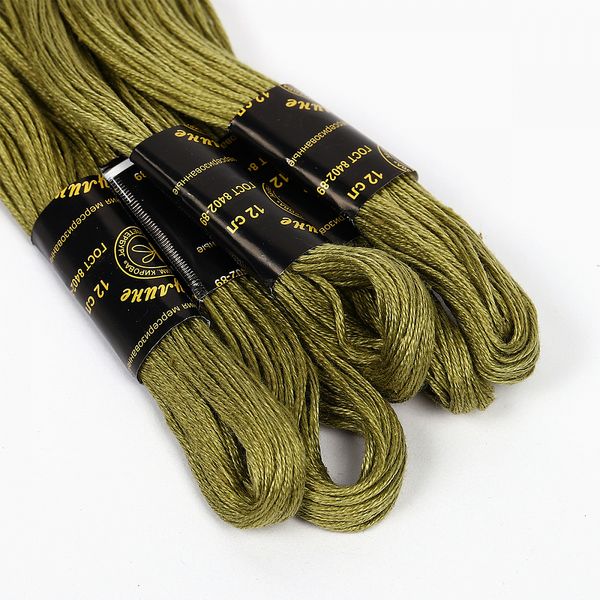 Мулине ПНК им.Кирова цв.8704 оливковый, 24 мотка по 8 метров