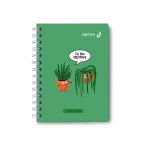 Записная книжка с твердым переплетом, матовая ламинация + выборочный лак, на гребне A6 120 л. 4 шт клетка, Зелёный оптимист 01592, ЗК224 Светоч