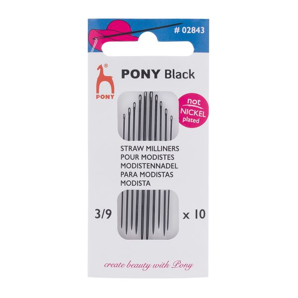 Иглы ручные шляпные Milliners Black №3-9, 10 шт, Pony, 02843