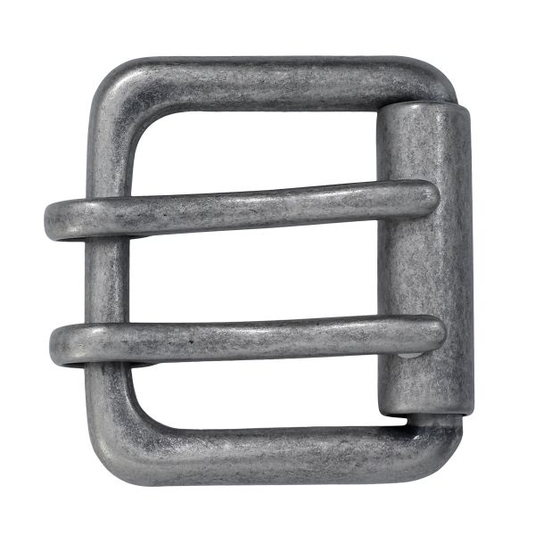 Пряжка ременная металл 40 мм, 2 язычка, т. серебро, 1 шт, BIG