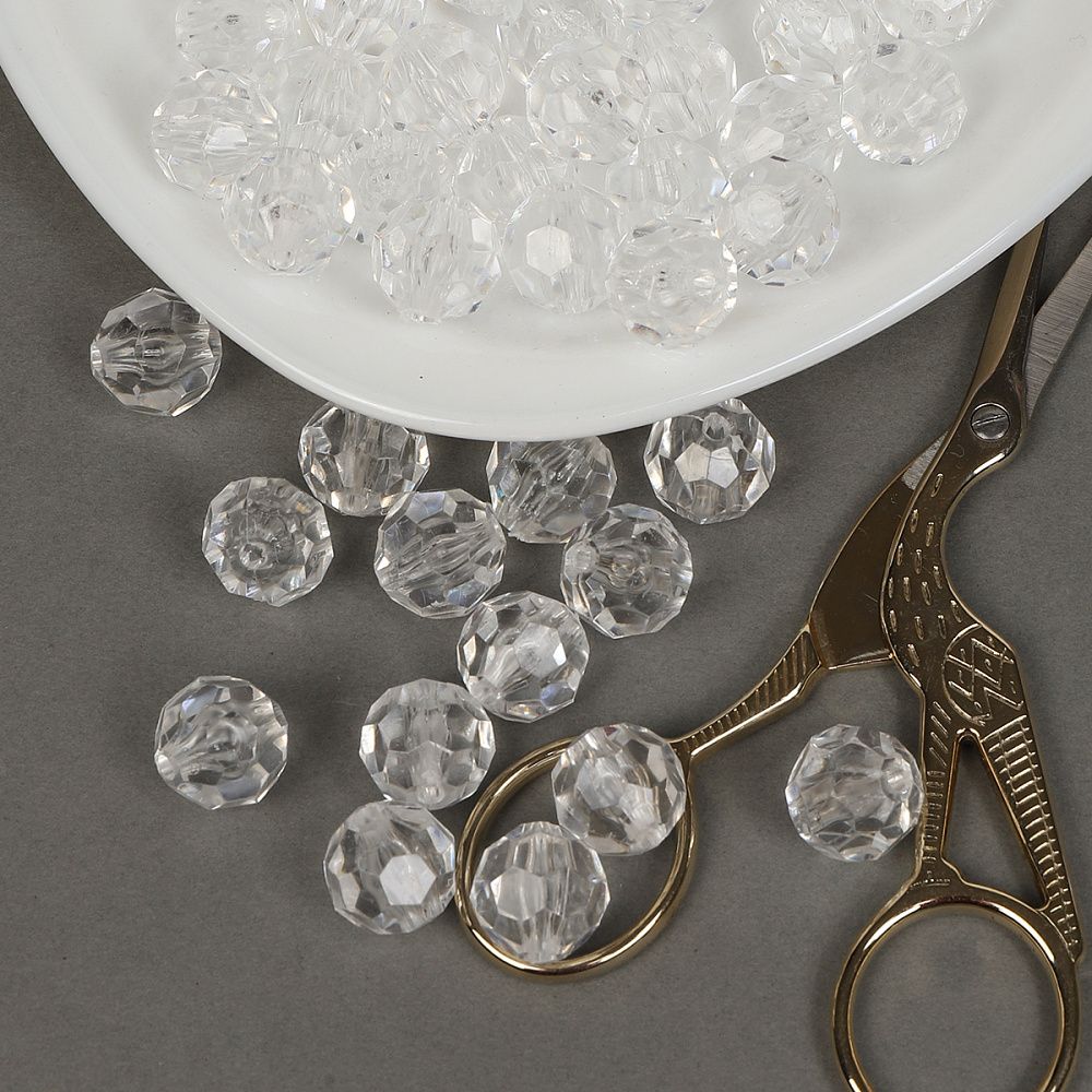 Бусины акрил ⌀14 мм, цв. 17 прозрачный, 50 г, Magic4Hobby