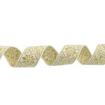 Лента (тесьма) жаккардовая 23.0-25.0 мм, / 25 метров, белый/под золото, Blitz