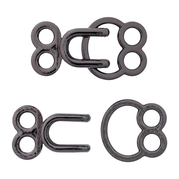 Крючки пришивные декоративные 12х22 мм, pewter, олово, чер.никель, 12 шт