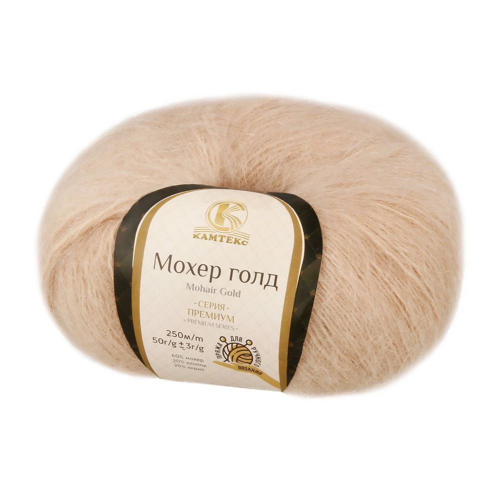 Пряжа Камтекс Мохер Голд / уп.10 мот. по 50 г, 250 м, цв.цв.188 топленое молоко