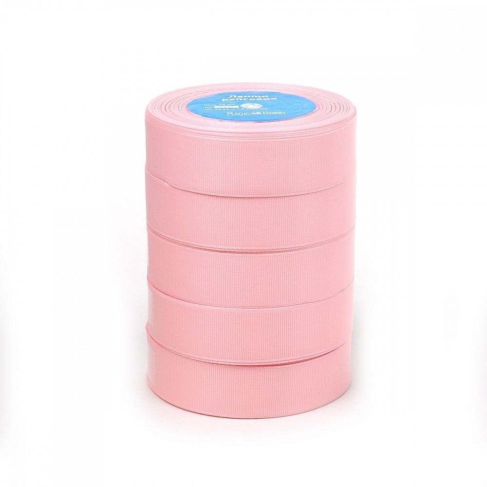 Лента репсовая (в рубчик) 25.0 мм, цв. F133 розовый For Hobby 5 шт по 22.86м (±1м)