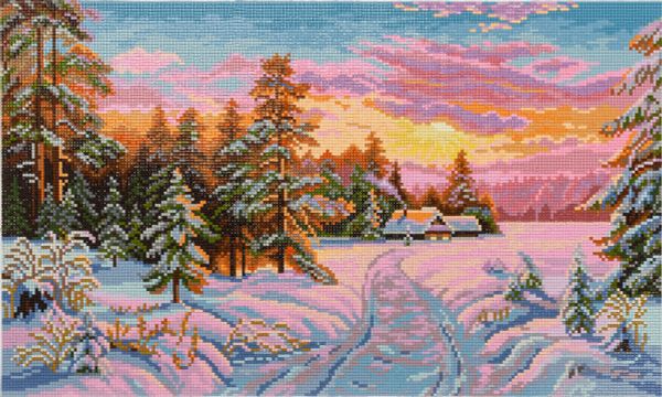 Алмазная (кристальная) мозаика Фрея, Домик на опушке, 50х30 см