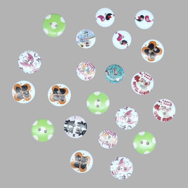 Украшения декоративные пуговицы деревянные Ассорти, 15-18 мм, 100 шт