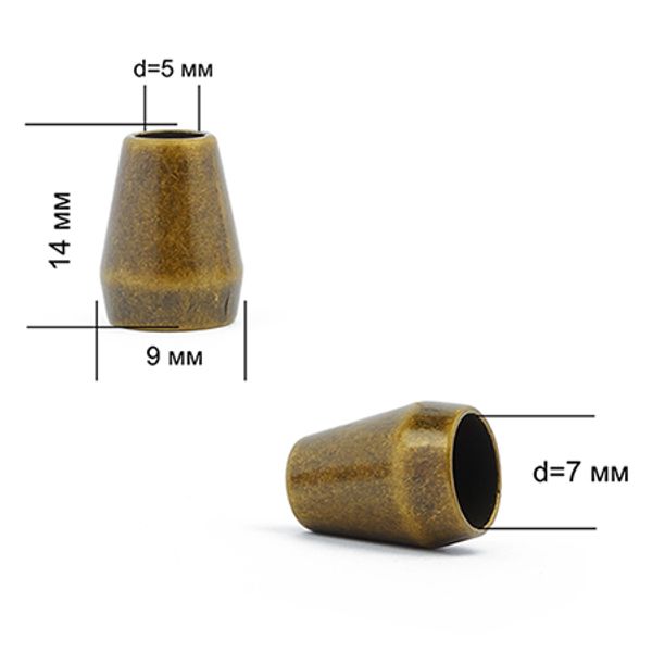 Наконечник для шнура металл 13.5х8.5 мм, цв.бронза, уп. 100 шт