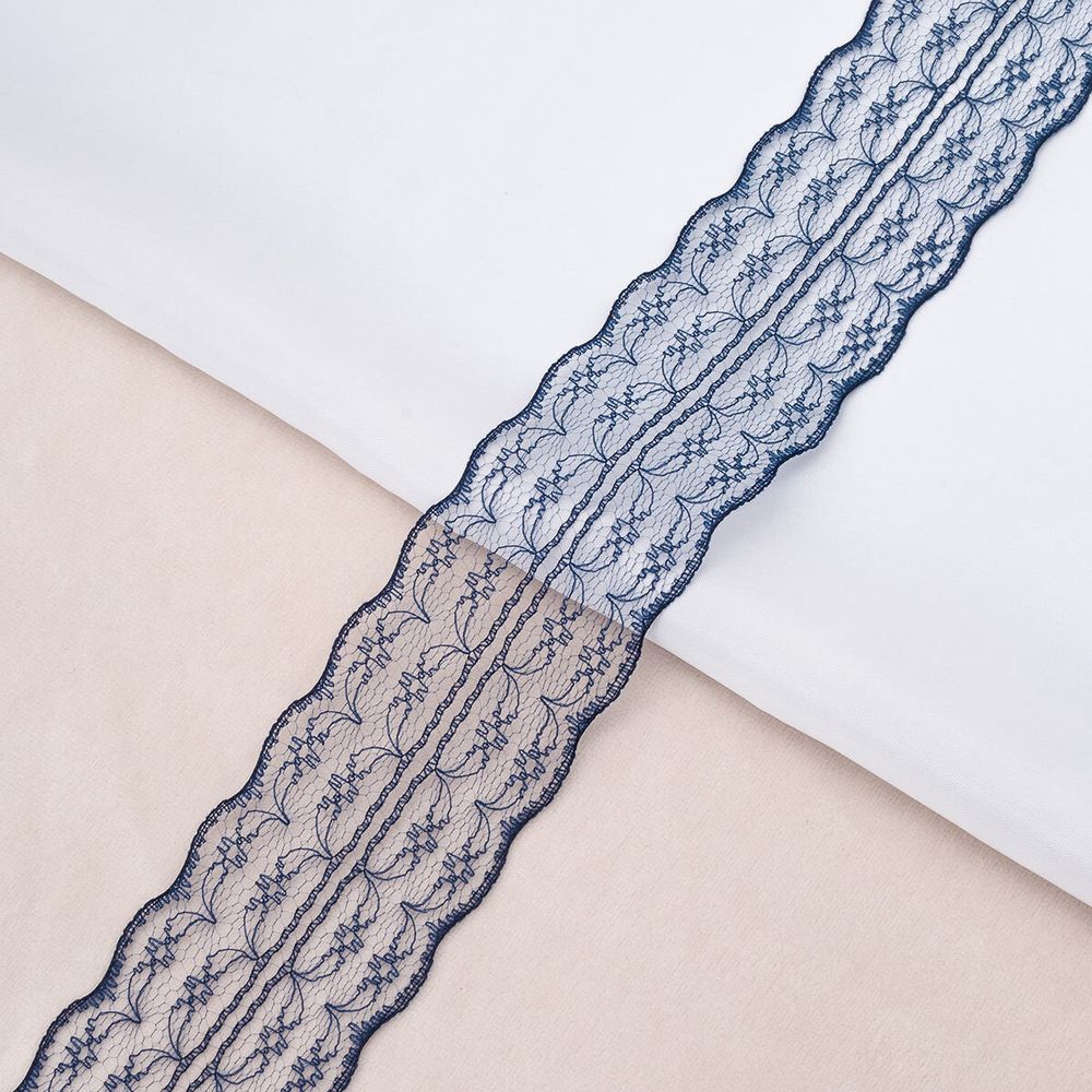 Кружево на сетке 45 мм / 9.14 метра, 15 темно-синий, 3AR3730