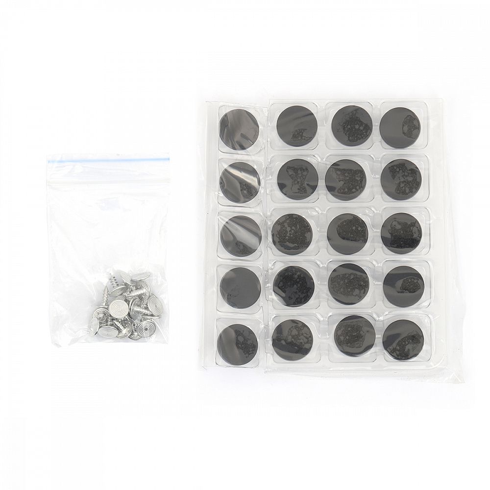 Пуговицы джинсовые ⌀15 мм, фиксированная ножка, металл, TBY-1356 черный матовый уп.20 шт